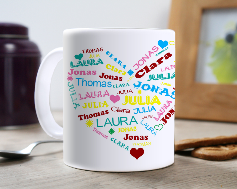 Personalisierte Tasse - Herz Familie