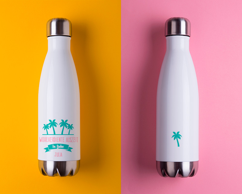 Personalisierbare Isolierflasche aus Edelstahl - Sommer Palme