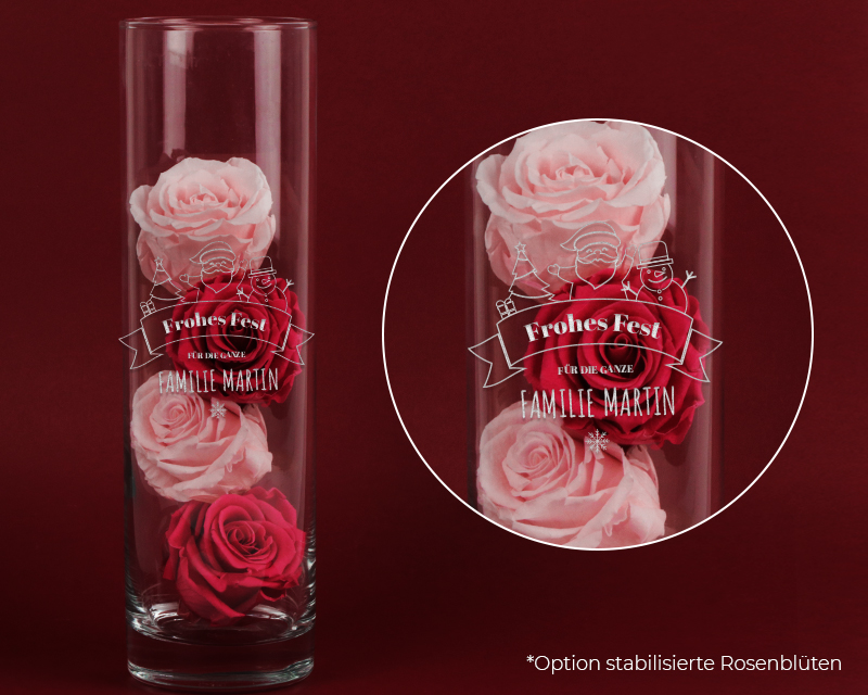 Personalisierbare Vase mit Gravur - Frohes Fest