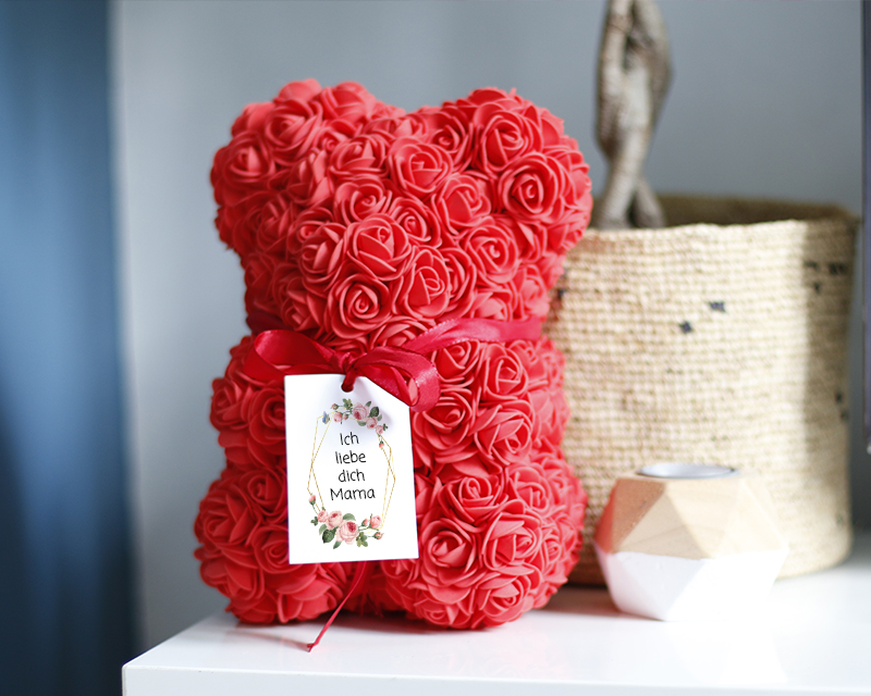 Bild 2 des Produkts Teddybär aus ewigen Rosen mit personalisierbarer Karte anzeigen
