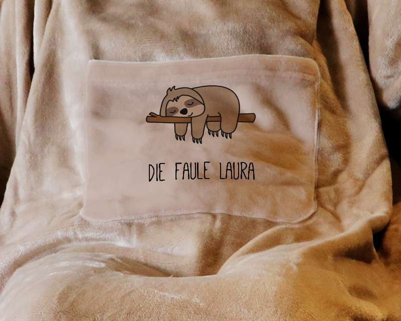 Personalisierbare Kuscheldecke mit Ärmeln - Faultier