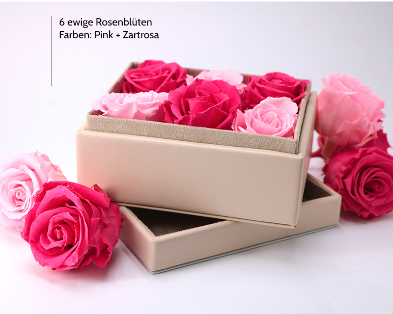 Bild 2 des Produkts Personalisierbares Schmuckkästchen mit 6 ewigen Rosen anzeigen