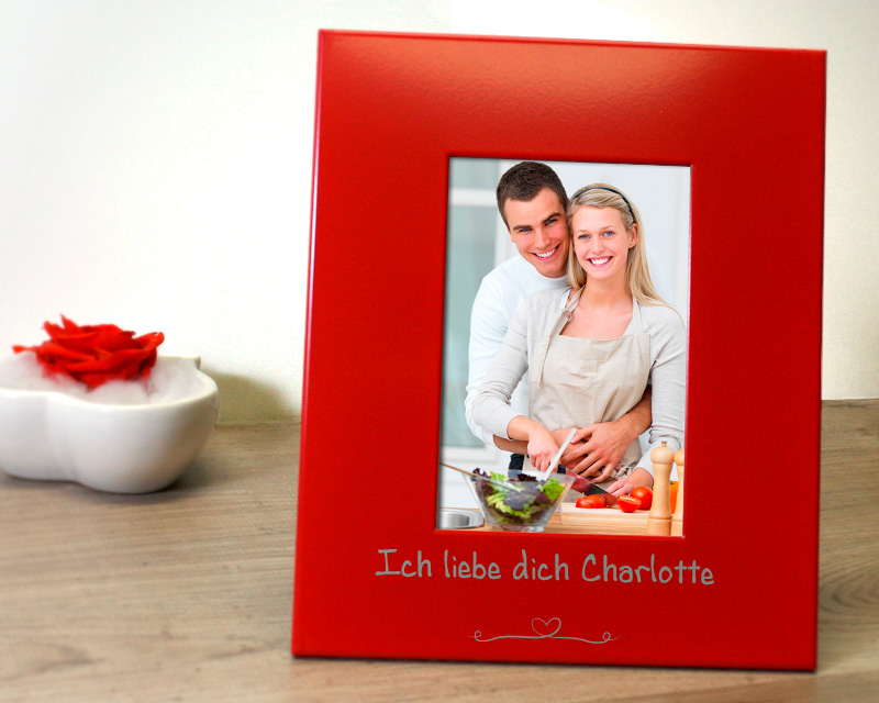 Bild 1 des Produkts Gravierter Bilderrahmen aus Metall rot Liebeserklärung anzeigen