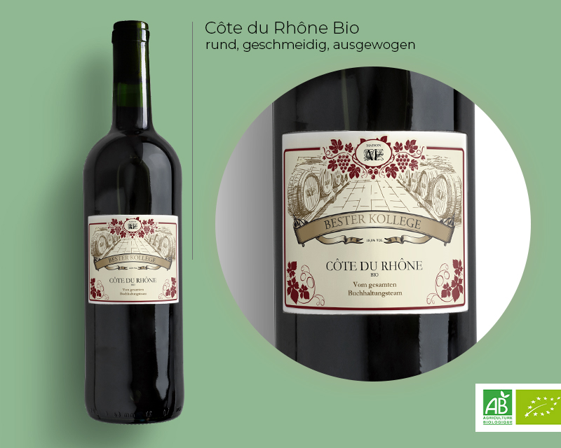 Personalisierbare Weinflasche - Côte du Rhône BIO