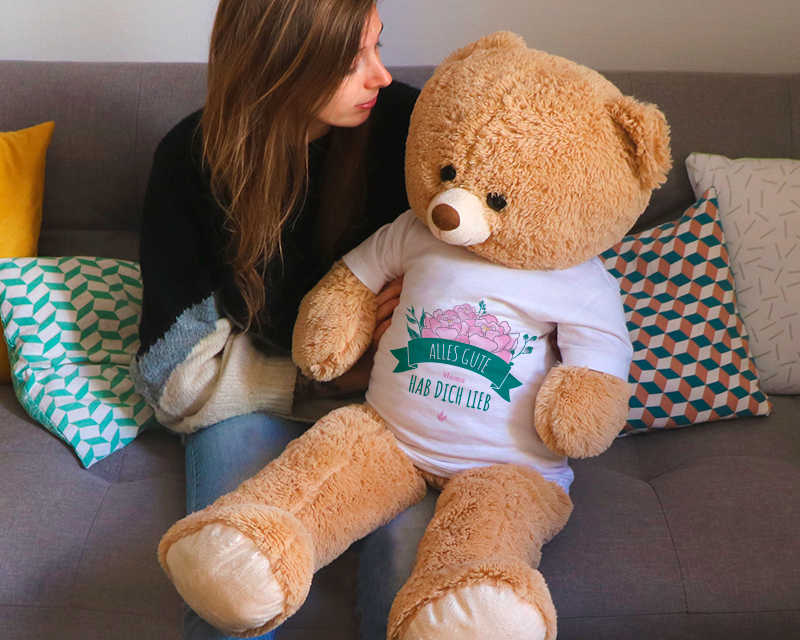 Personalisierbarer Riesen-Teddybär - Kollektion Blumen Mama