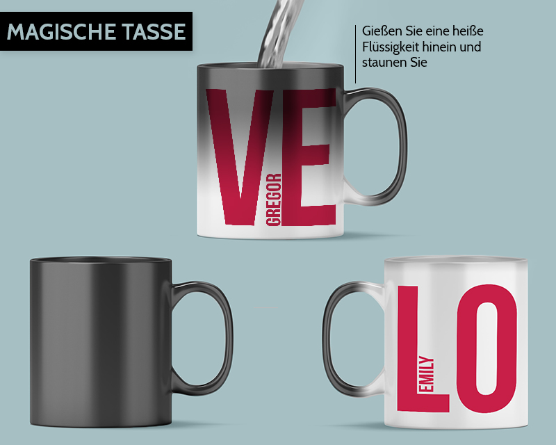 2er-Set personalisierte Tassen - Love