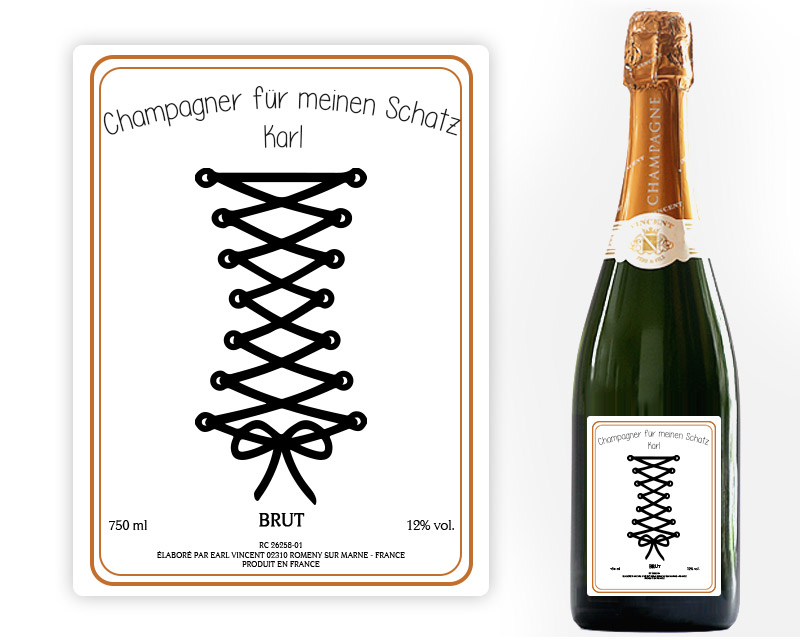 Personalisierbarer Champagner Brut oder Rosé - Korsett