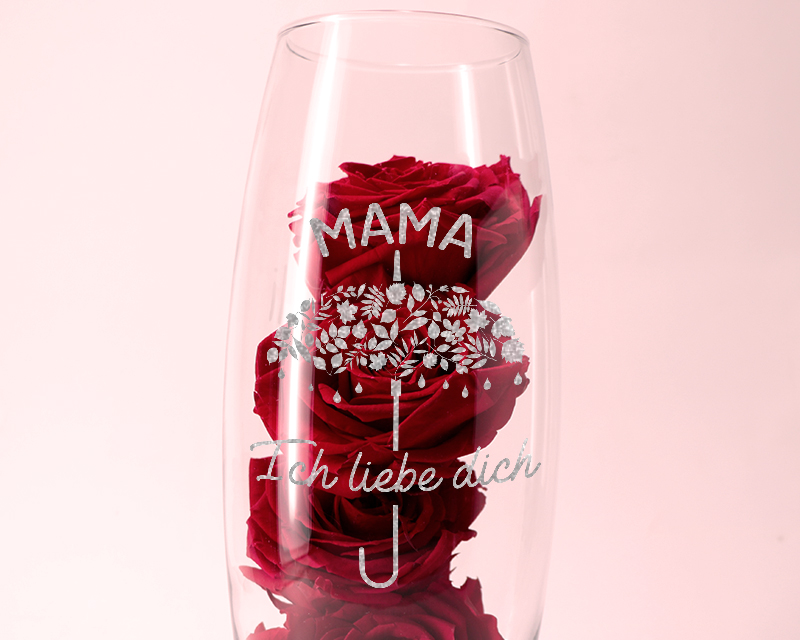 Personalisierte Vase mit Gravur und ewigen Rosen - Ich liebe dich