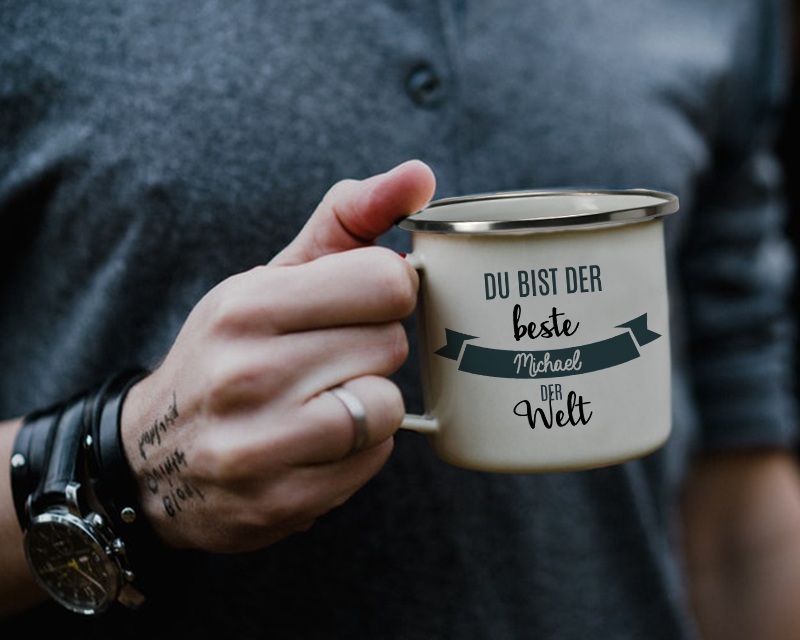 Personalisierte Emaille-Tasse - Du bist der Beste