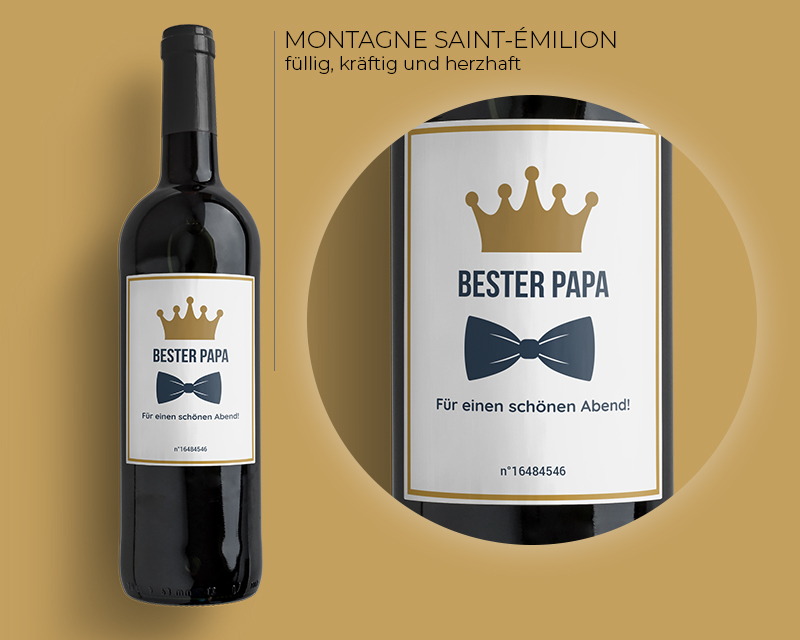 Bild 2 des Produkts Personalisierbare Bordeaux-Weinflaschen - Papa Royal anzeigen