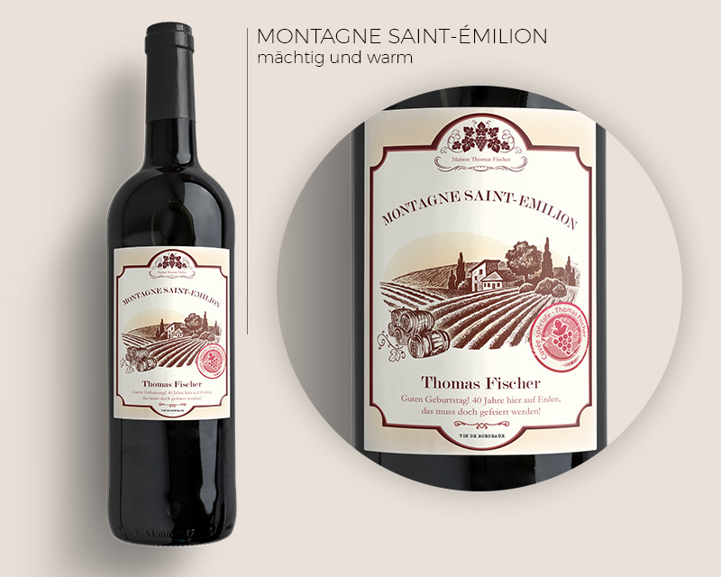 Bild 3 des Produkts Wein Geschenk Box mit einer personalisierbaren Rotweinflasche Bordeaux aus Frankreich anzeigen