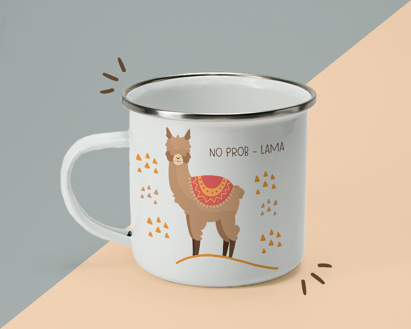 Personalisierte Emaille-Tasse - Funky Lama