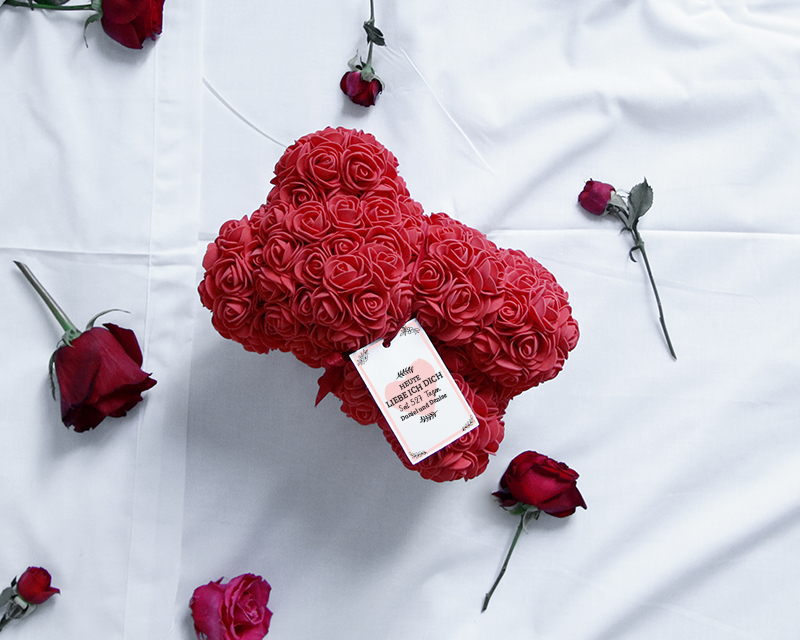 Bild 2 des Produkts Teddybär aus ewigen Rosen mit personalisierbarer Karte - Heute liebe ich dich schon seit X Tagen anzeigen