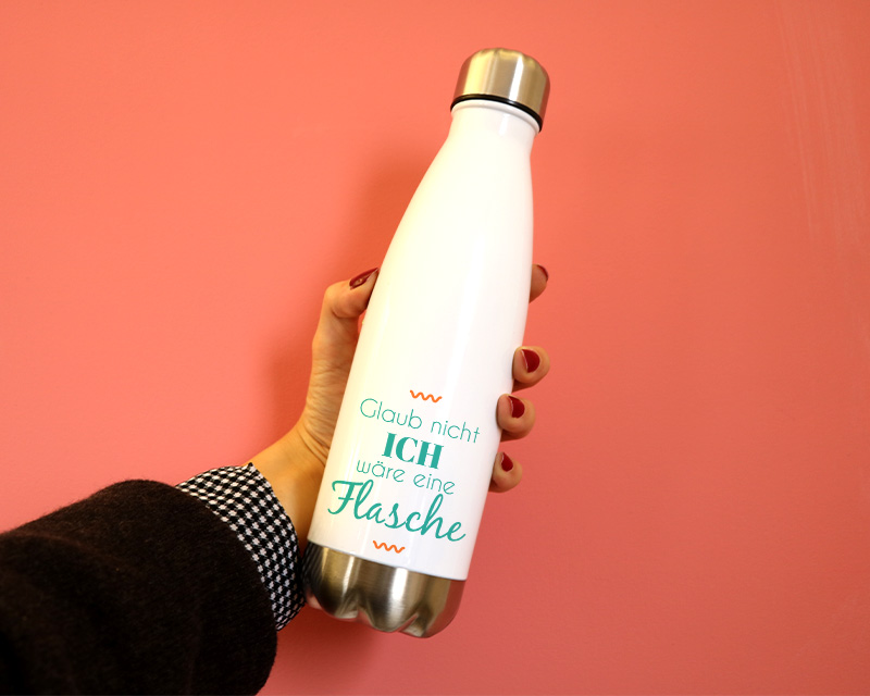 Personalisierbare Isolierflasche aus Edelstahl - Botschaft