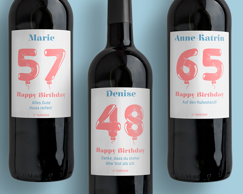 Bordeaux-Weinflaschen - Kollektion Geburtstags-Luftballons für Frauen