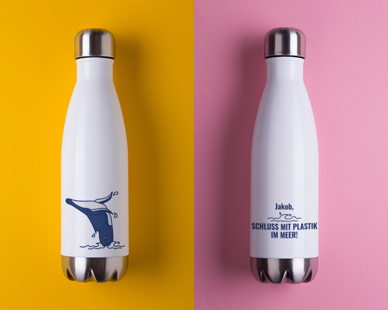 Personalisierbare Isolierflasche aus Edelstahl - Wal