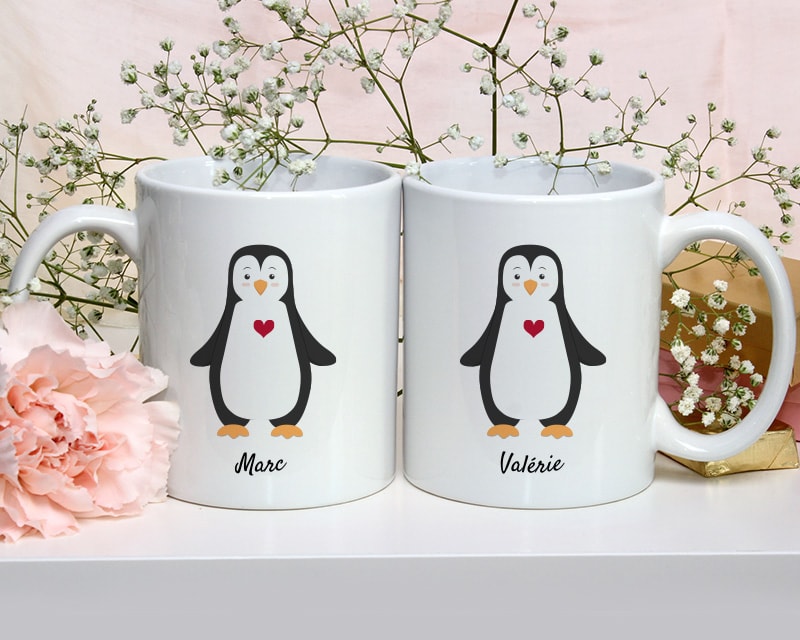 2er-Set personalisierte Tassen - Pinguine