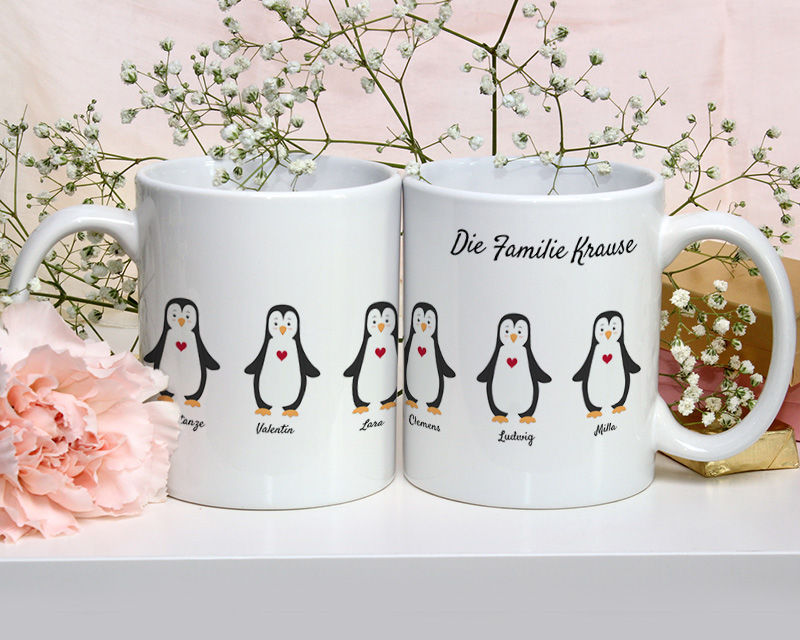 Personalisierte Tasse - Pinguin Familie