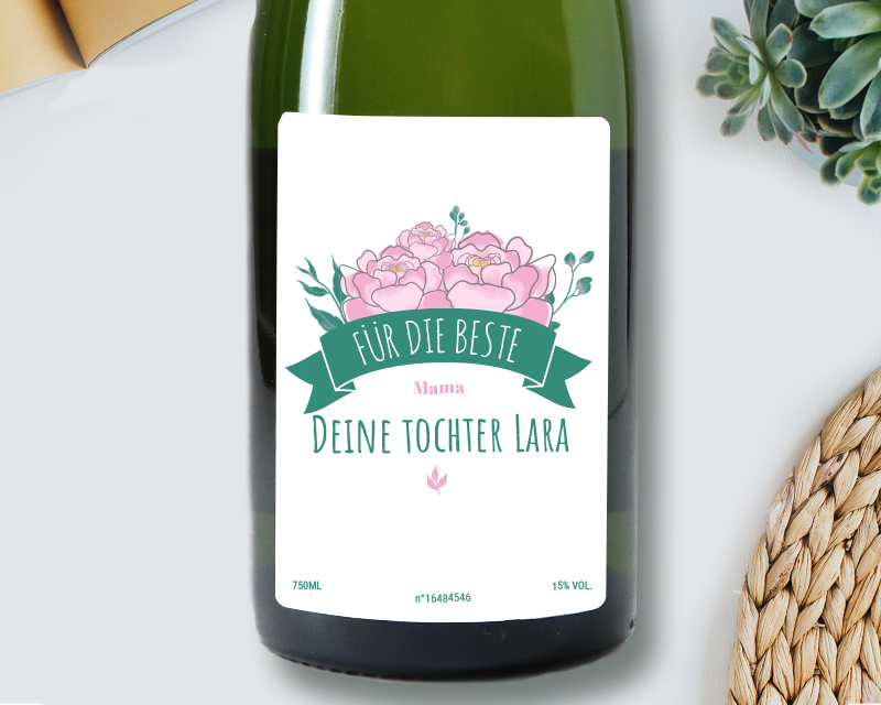 Personalisierbarer Champagner - Kollektion Blumen Mama