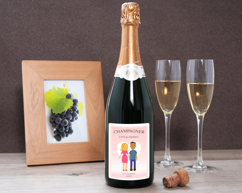 Personalisierbarer Champagner - Paar - Kollektion Family Circus