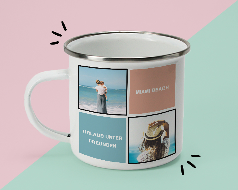 Personalisierte Emaille-Tasse - Mix Erinnerungsfotos