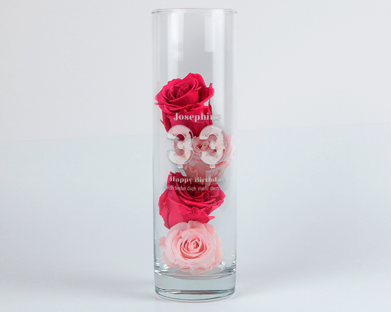 Personalisierbare Vase mit Gravur - Kollektion Geburtstags-Luftballons