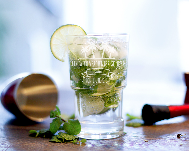 Personalisierbares Mojito-Glas - Sommer-Kollektion Palme