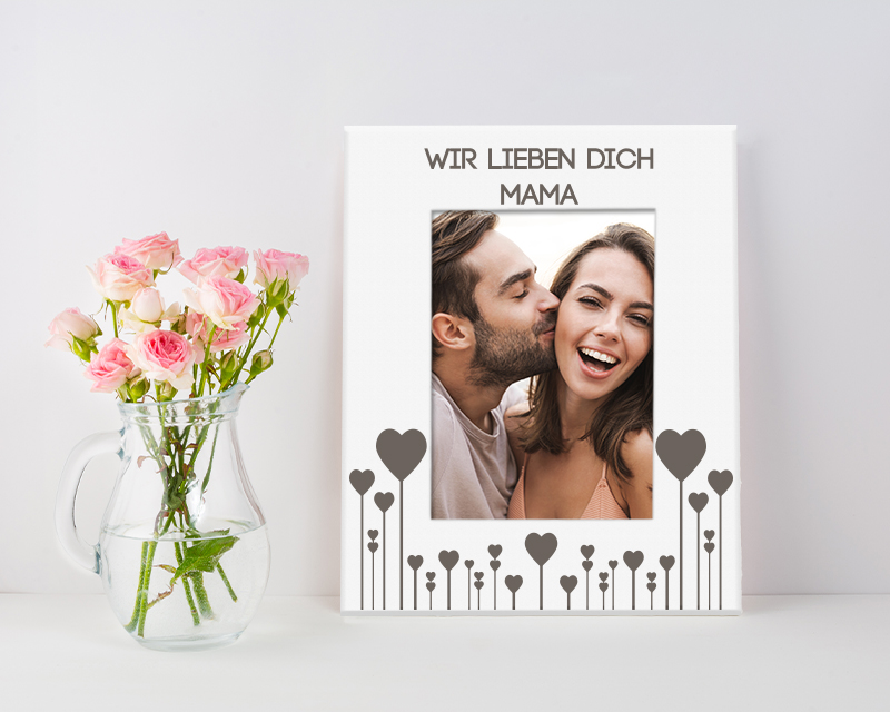 Gravierter Bilderrahmen aus Metall weiß - Love