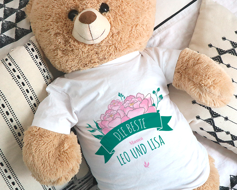 Personalisierbarer Riesen-Teddybär - Kollektion Blumen Mama