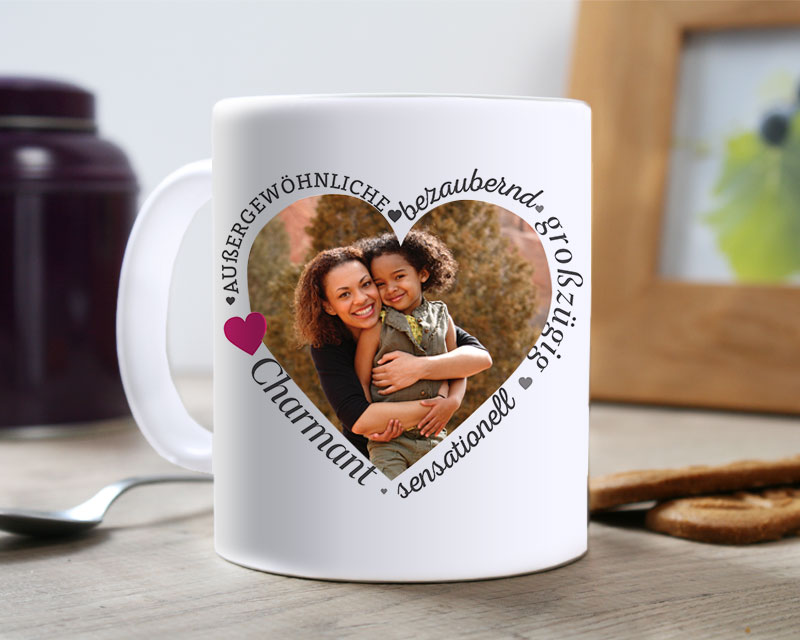 Personalisierte Foto-Tasse - Liebe Worte für Mama