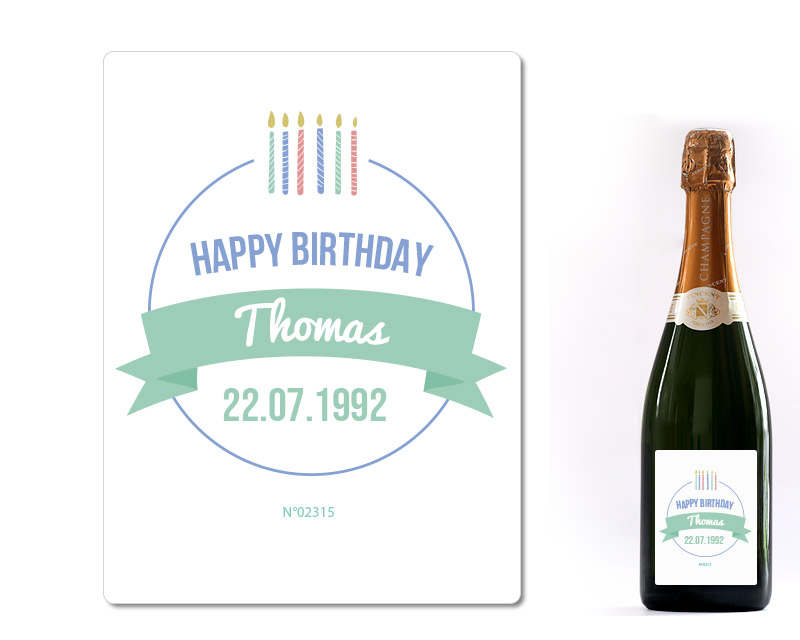 Bild 3 des Produkts Personalisierbarer Geburtstags-Champagner - Geburtstagskerzen - Blau anzeigen