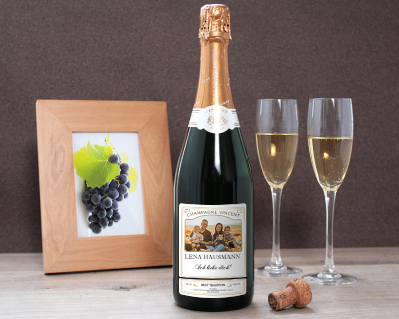 Champagner-Flasche mit Foto