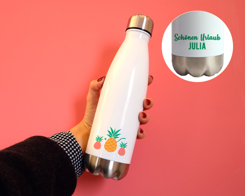 Personalisierbare Isolierflasche aus Edelstahl - Ananas Sommer