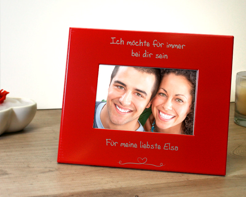 Bild 2 des Produkts Gravierter Bilderrahmen aus Metall rot Liebeserklärung anzeigen