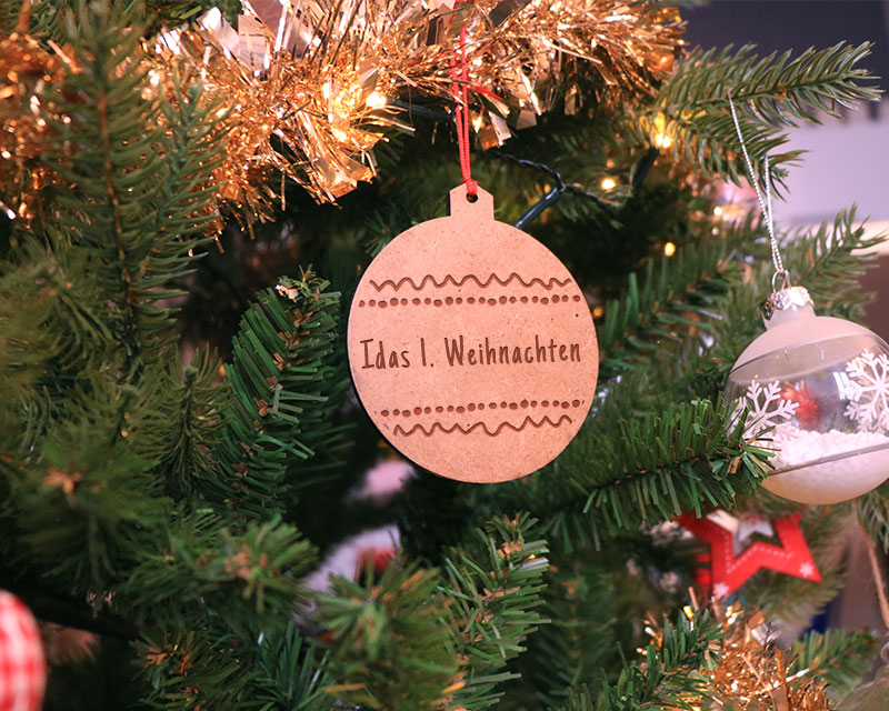 Set personalisierbare Weihnachtsanhänger aus Holz - Ornament