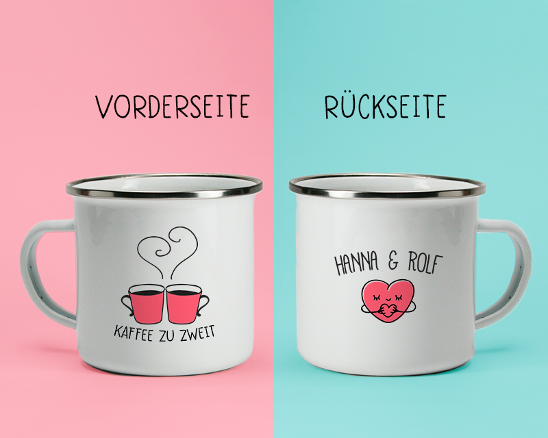 Personalisierte Emaille-Tasse - Zu zweit