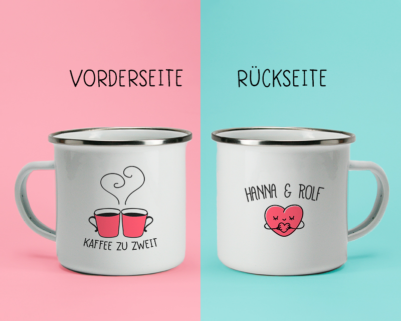 Personalisierte Emaille-Tasse - Zu zweit