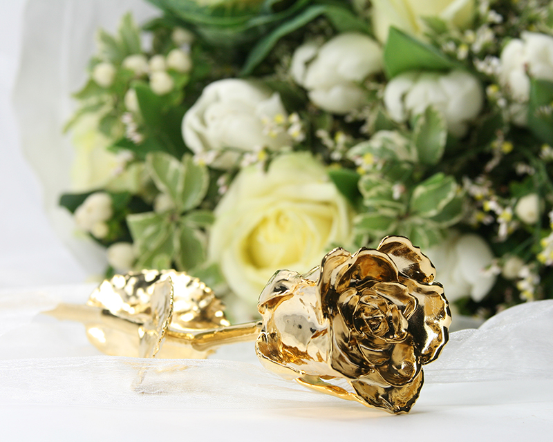 Ewige Rose aus 24 Karat Gold (36 cm) mit personalisierter Geschenkpackung - Heute liebe ich dich schon seit... Tagen