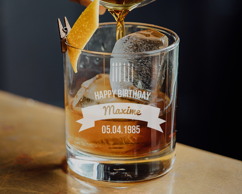 Personalisierbares Whiskyglas - Geburtstagskerzen