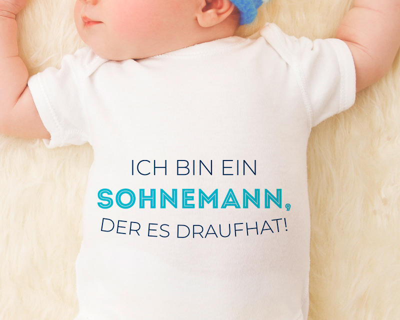 Bild 1 des Produkts Personalisierbarer Baby-Body - Kollektion 'Ich hab's drauf' - Ausführung Blau anzeigen