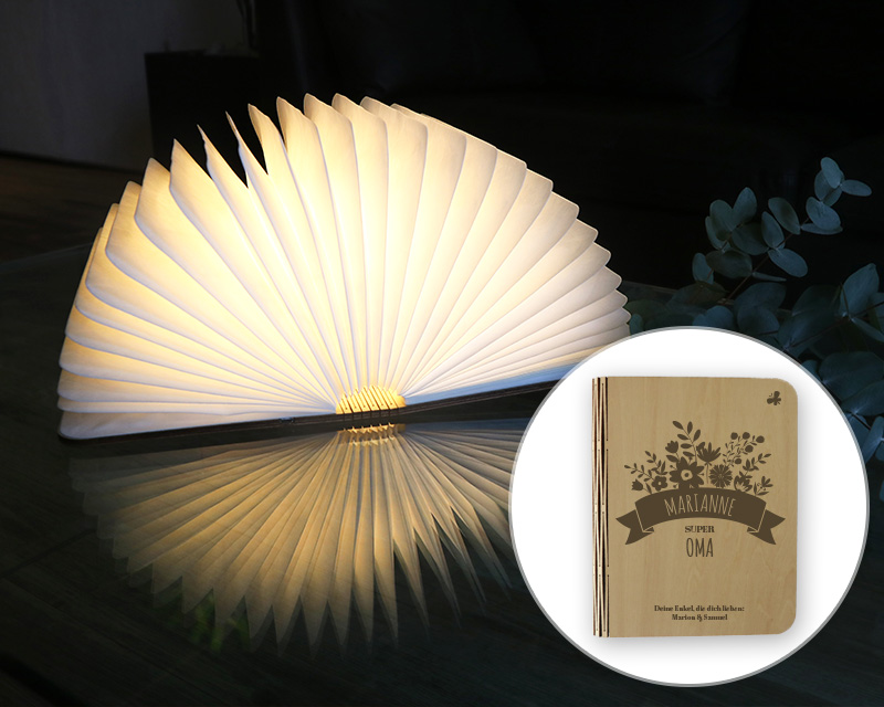 Bild 1 des Produkts Personalisierbare Buchlampe - Blumen Oma anzeigen