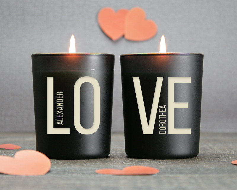 2er-Set personalisierbare Kerzen - LOVE