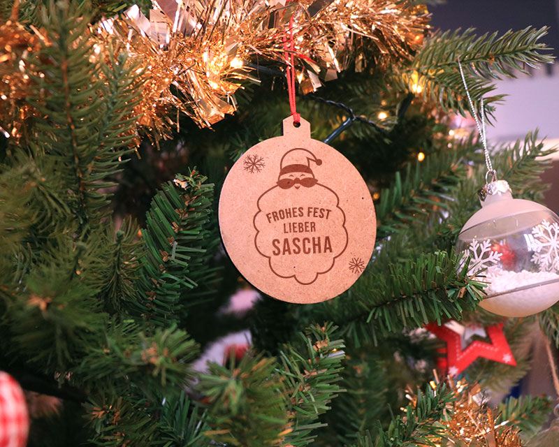 Set personalisierbare Weihnachtsanhänger aus Holz - Erstes Weihnachtsfest