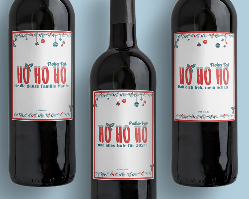 Personalisierbare Bordeaux-Weinflaschen - Kollektion Ho Ho Ho!