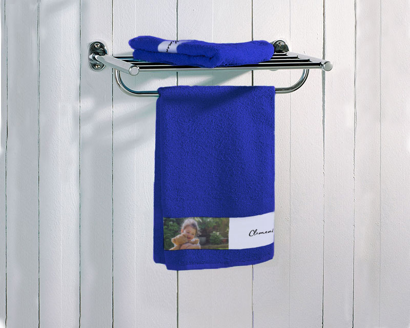 Bild 2 des Produkts Personalisiertes Handtuch blau - Fotos und Botschaft anzeigen