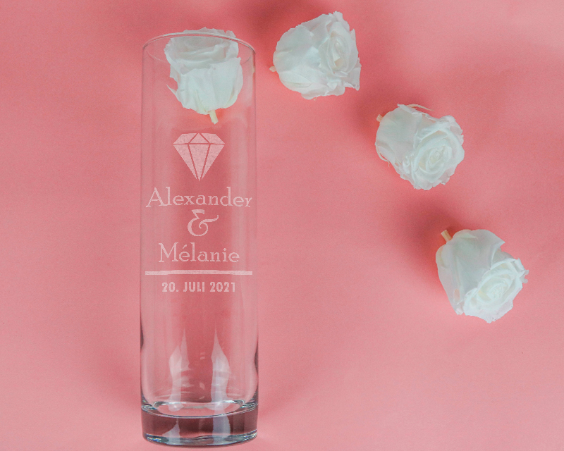 Bild 3 des Produkts Personalisierbare Vase mit ewigen Rosen - Hochzeit anzeigen