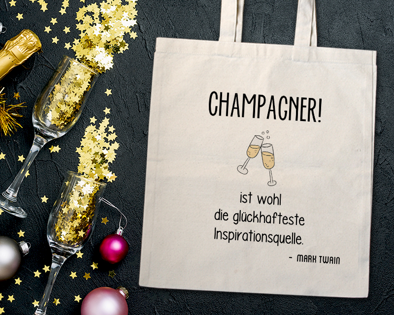 Bild 1 des Produkts Personalisierbare Tragetasche - Champagner-Party - 100 % natürliche Baumwolle anzeigen