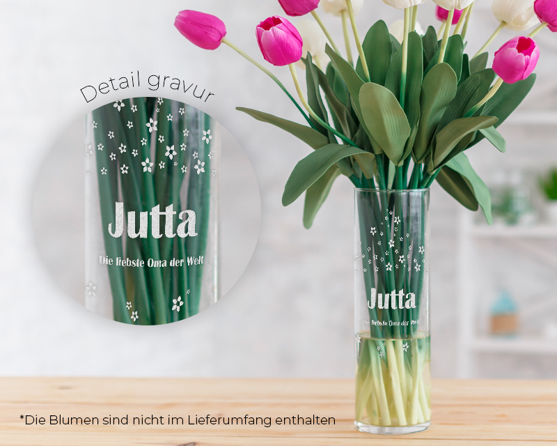 Personalisierbare Vase mit Gravur - Vorname