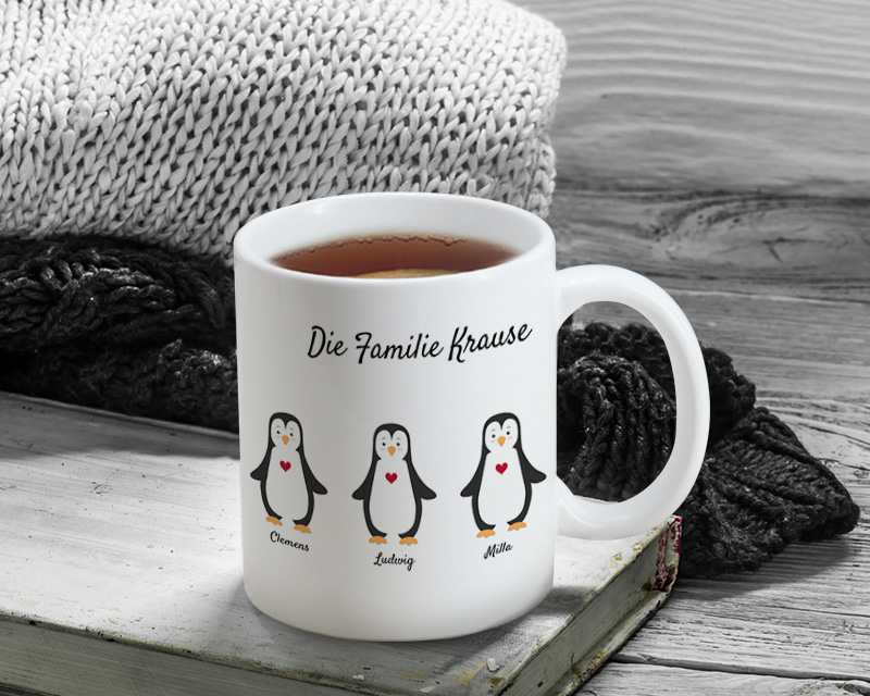 Personalisierte Tasse - Pinguin Familie