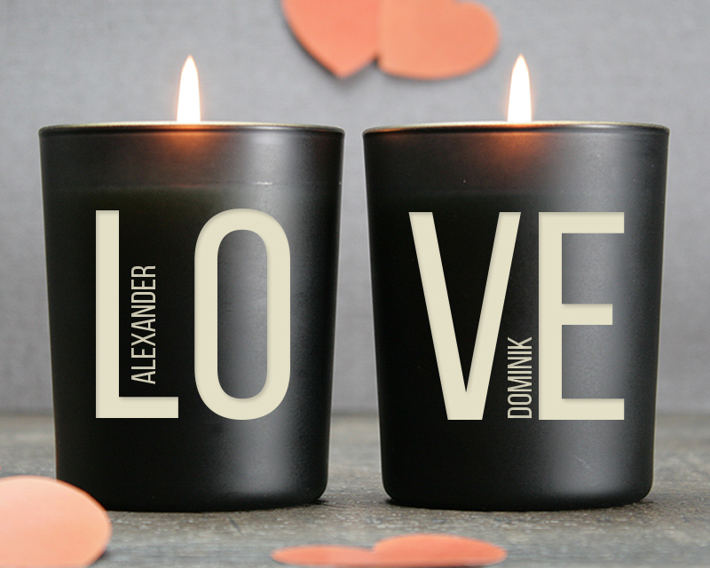 2er-Set personalisierbare Kerzen - LOVE